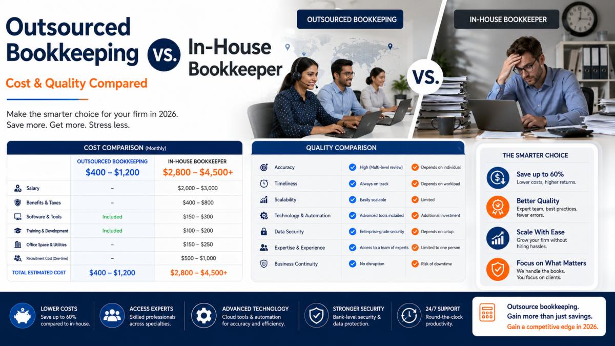 Outsourced Bookkeeping vs. In-House Bookkeeper: Cost & Quality Compared